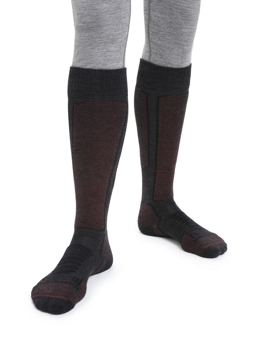 Icebreaker Merino Ski+ Medium Over the Calf Férfi Zokni Fekete | HU 1027EBCX